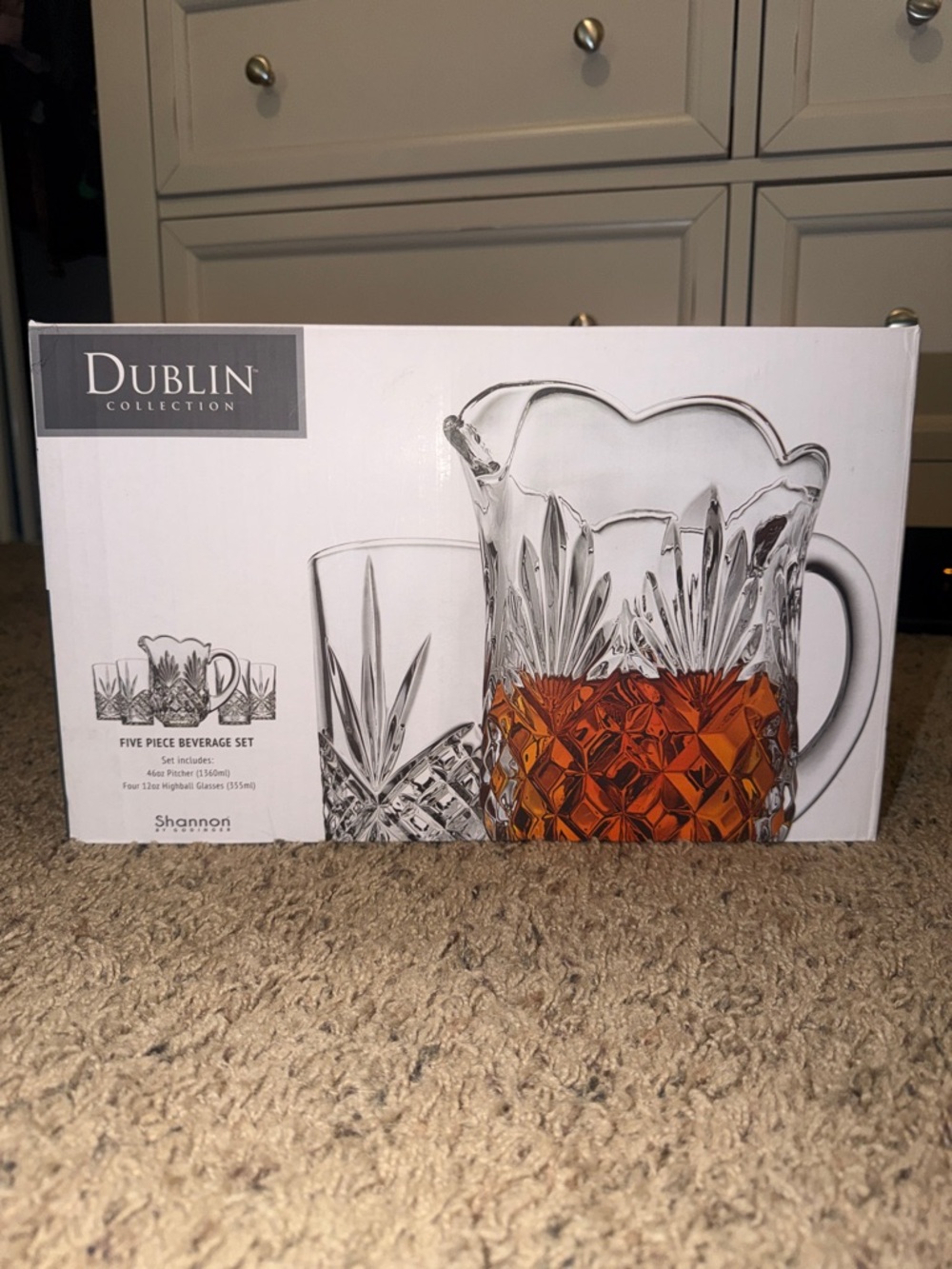 Dublin Collection Cut Glass Pitcher and Glasses - Clear